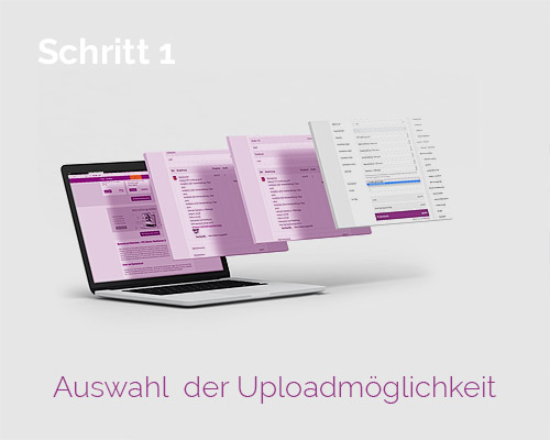 Erster Schritt - Auswahl der Uploadmöglichkeit